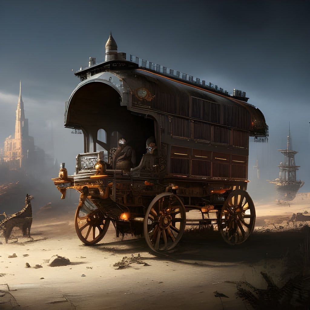 steampunk Trader Wagon AI Generated Artwork NightCafe Creator