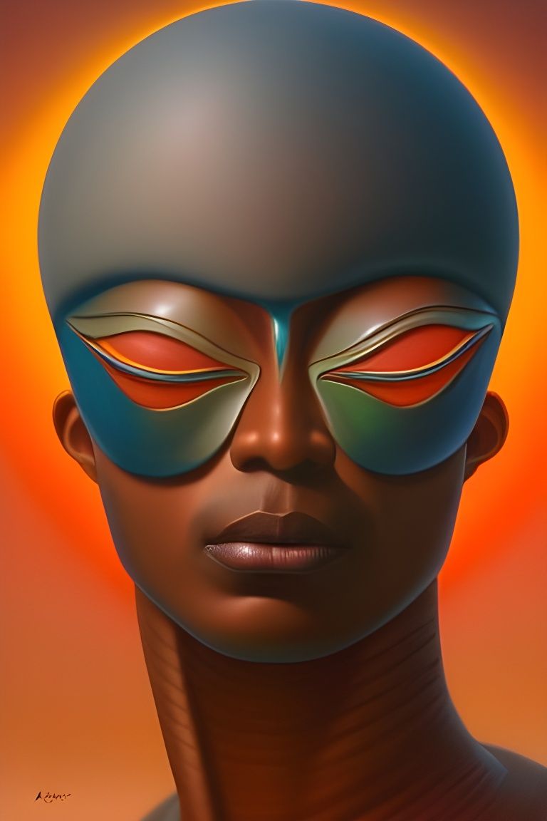 Afrofuturistic AI Warrior Portrait in Surreal Style