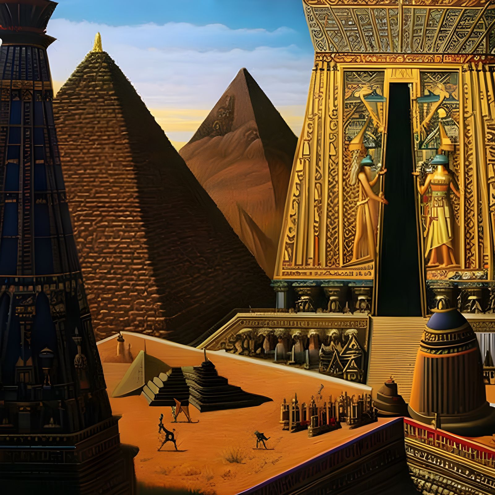 Ancient Egyptians architecture together in a frame