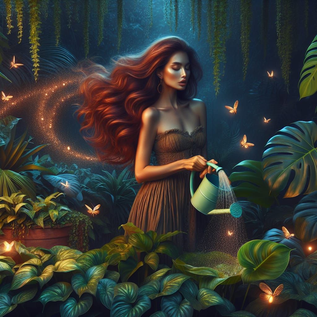 Woman's Night Garden: A Digital Matte Painting