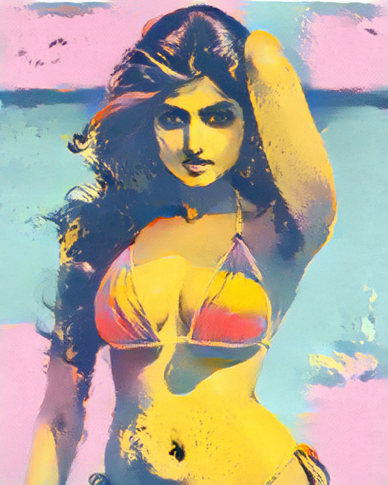 Arabian Indian female model in bikini cinematic lighting, hyperrealism, 8k, 3d, detailed, hyperdetailed