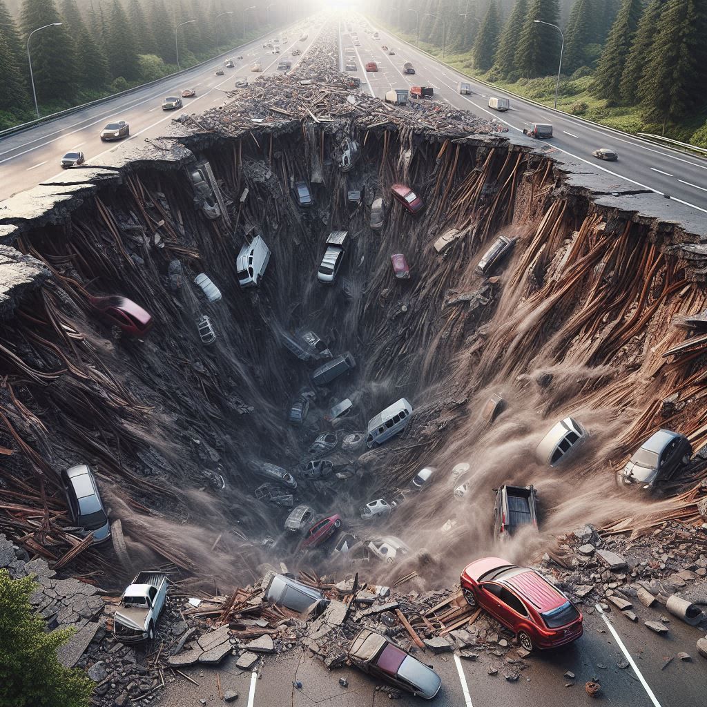 Tremblement  de terre sur l’autoroute