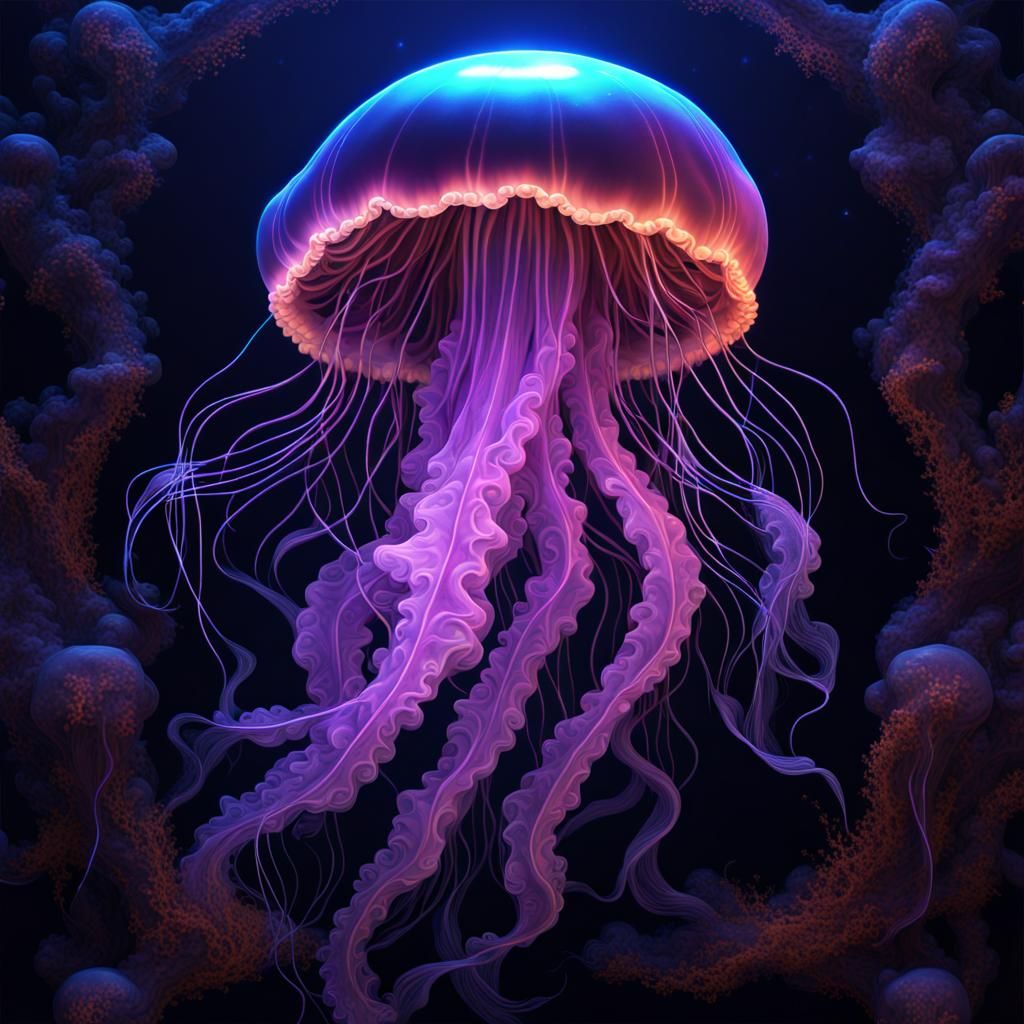 jellyfish blacklight AI Generated Artwork NightCafe Creator