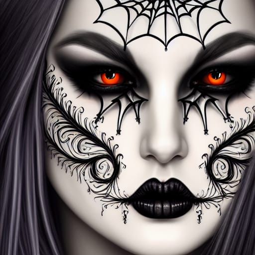 Beautiful Goth Girl Portrait with Large Eyes