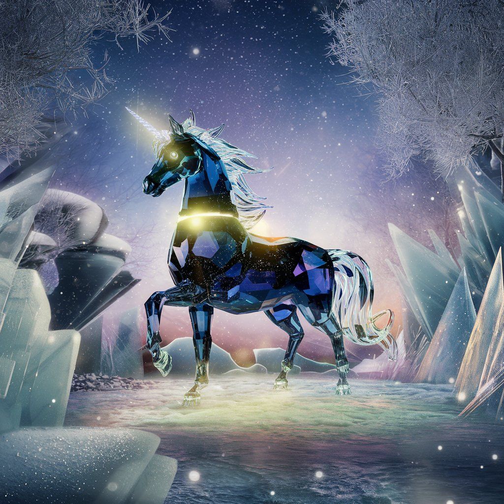 A hyper-realistic, life-sized unicorn sculpture made from sa...