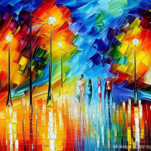 Ecstasy neo-impressionism expressionist style oil painting, ...