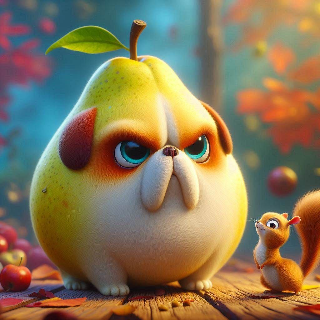 GrumPear dog and the squirrel