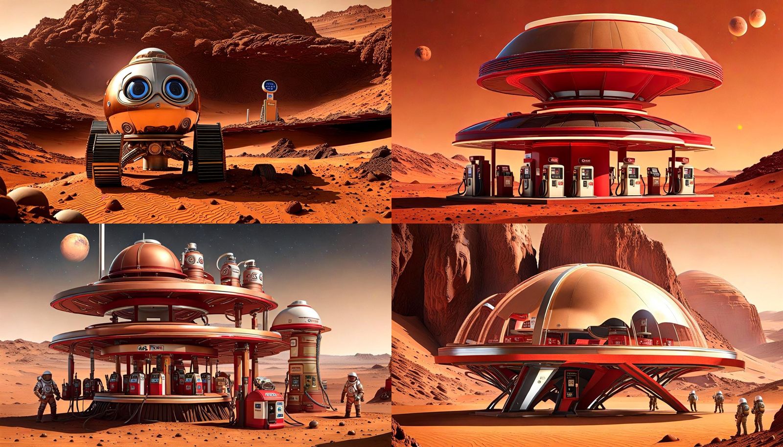 Outposts and Buggy on Mars