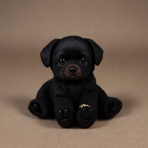 Puppy Doll with Cartoon Black Dog Art