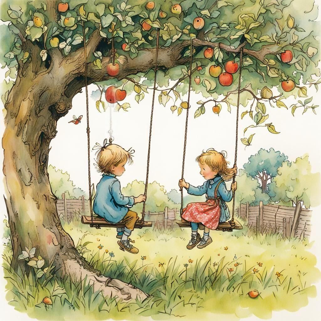 Memories: Swinging on the old Apple Tree  by @MommaKitty