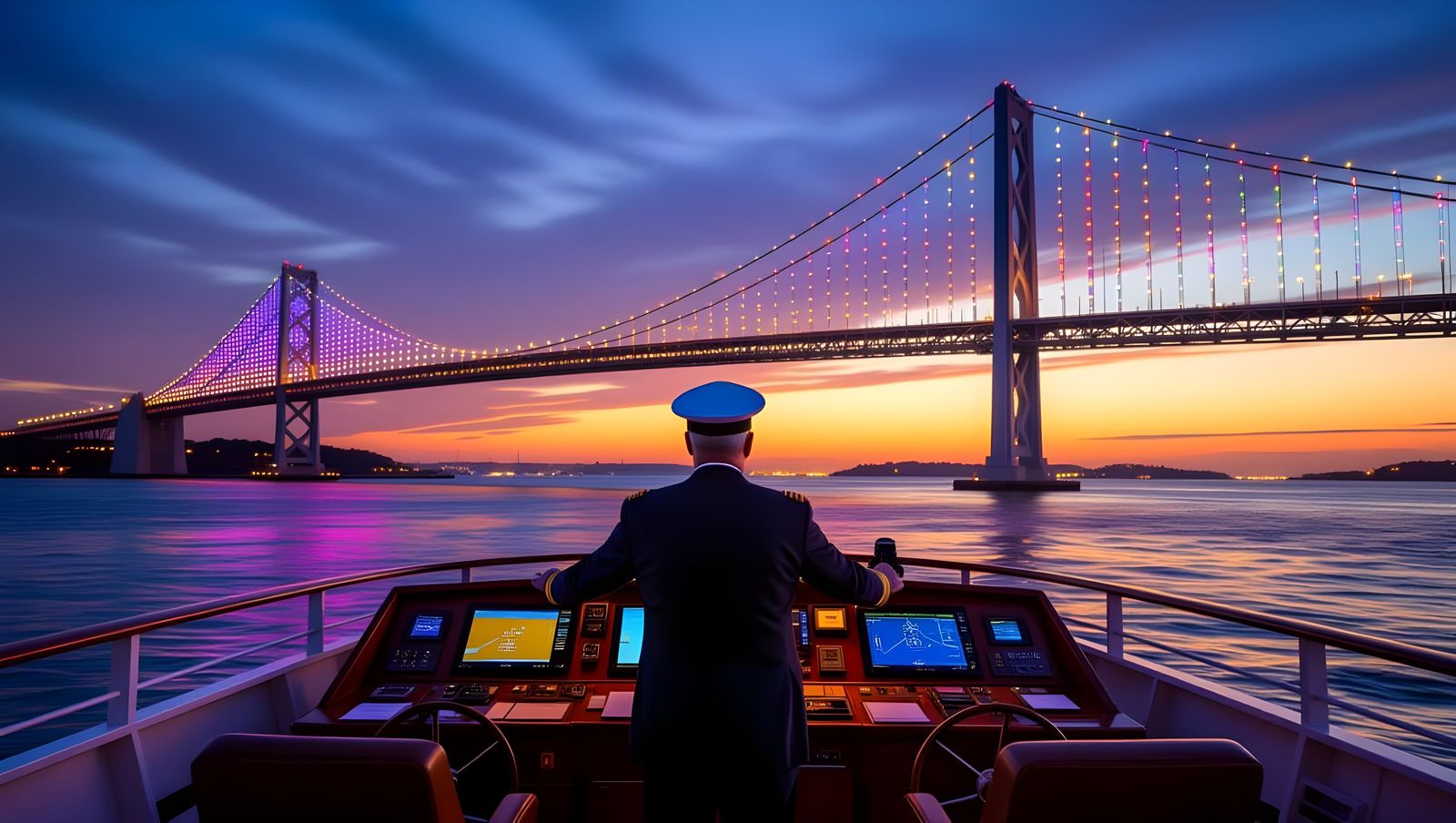 Navigating the Colorful Bridge from the Colorful Bridge in a Colorful Sunset  by @Gary Murakami