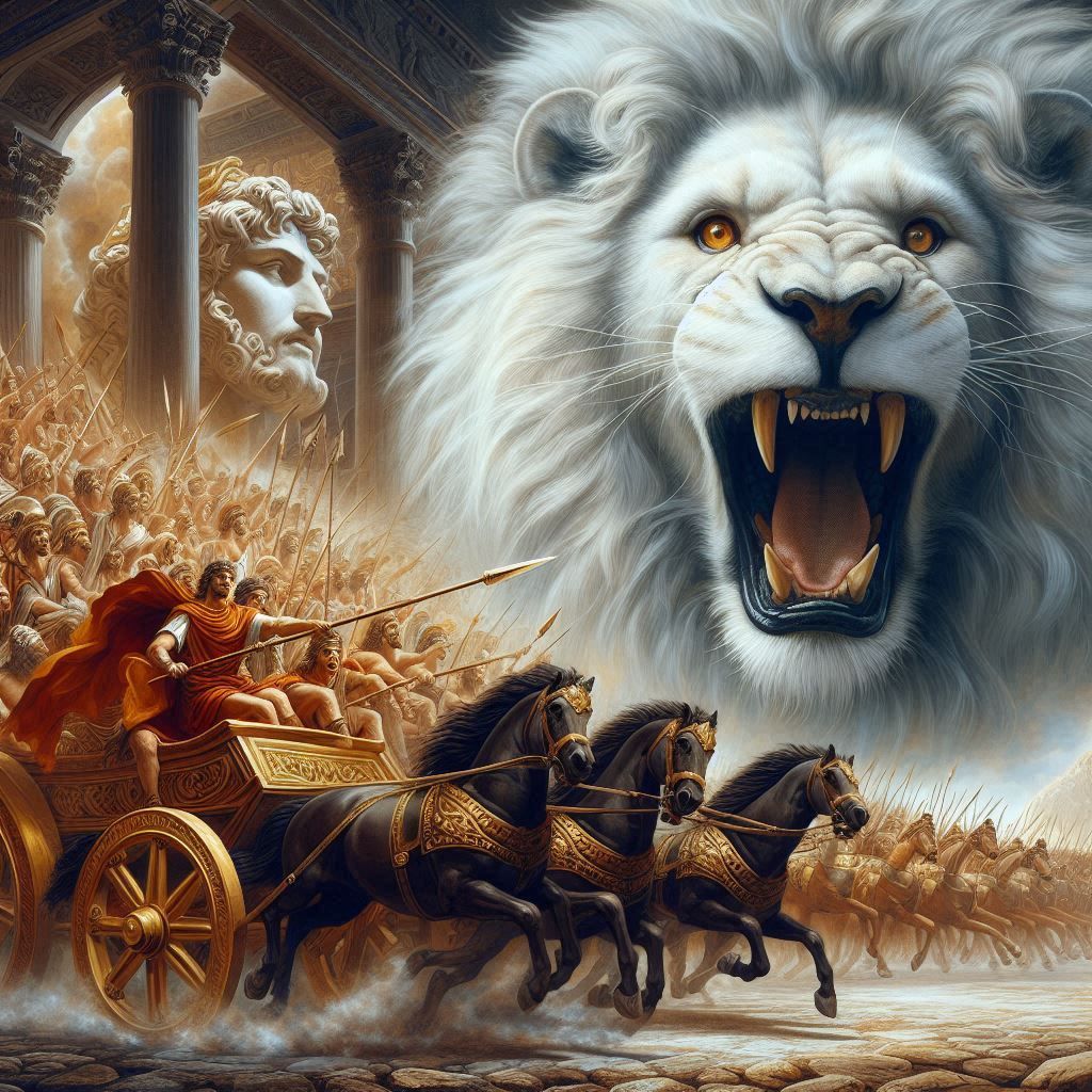 Antikes Wagenrennen in römischer Arena - Doppelbelichtung mi...