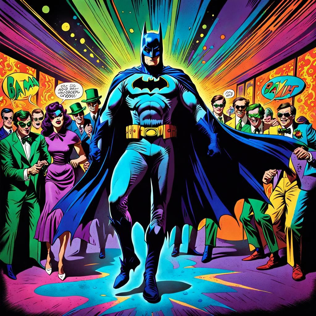 psychedelic 1966 Batman going insane on the dance floor and fighting ...