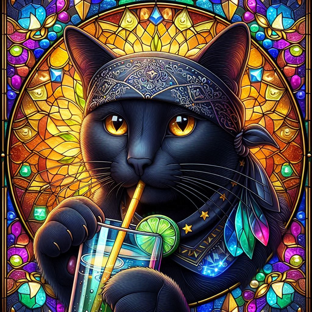Beautiful cat stained glass