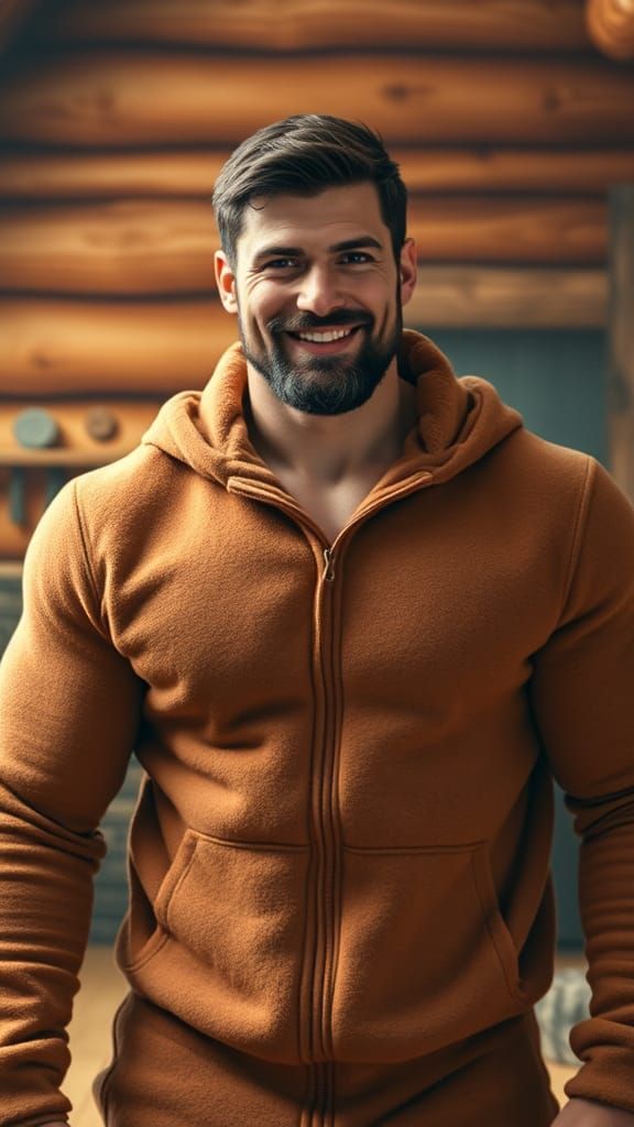 Robert in a fleece onesie