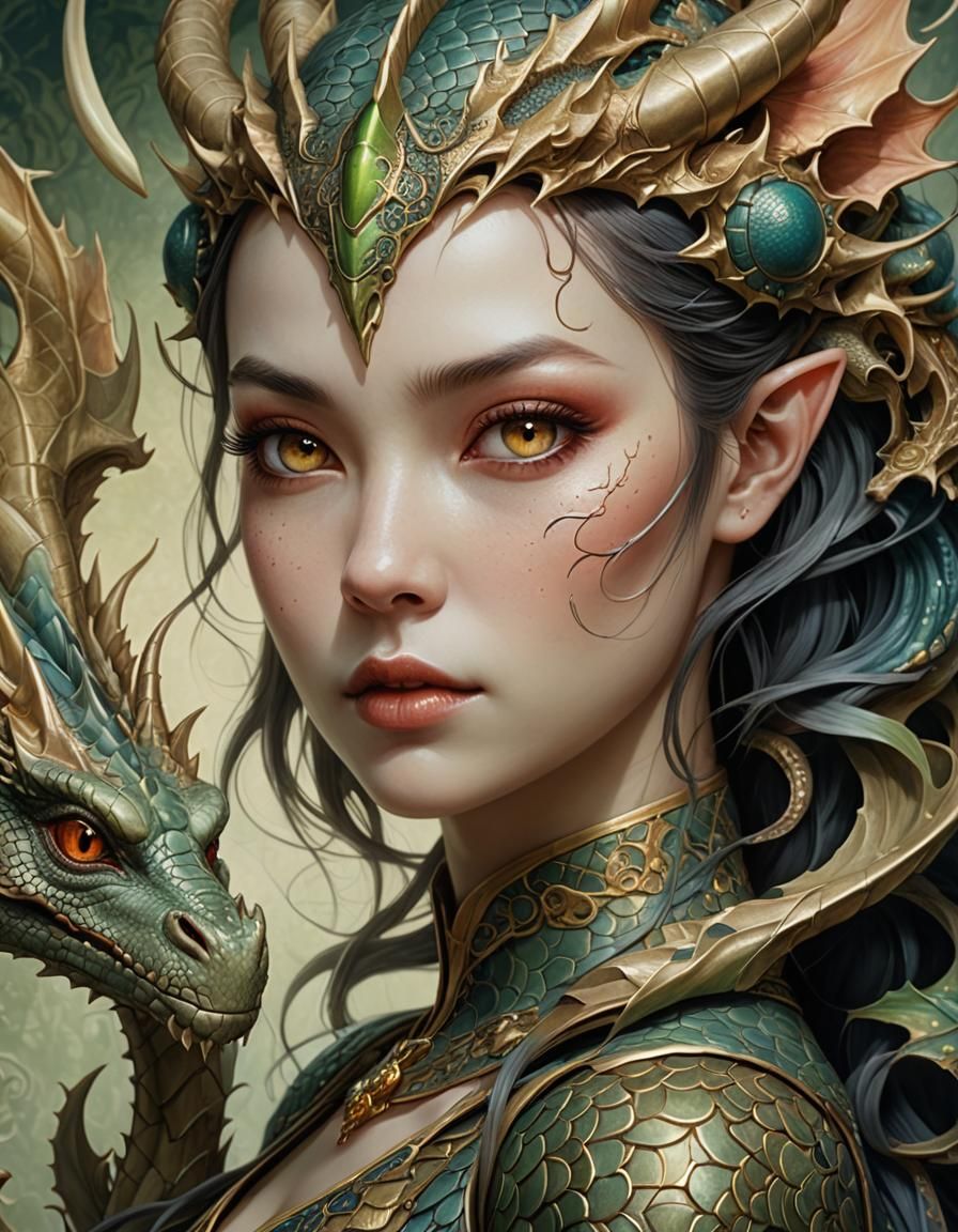 Dragon-girl, portrait, close up - AI Generated Artwork - NightCafe Creator