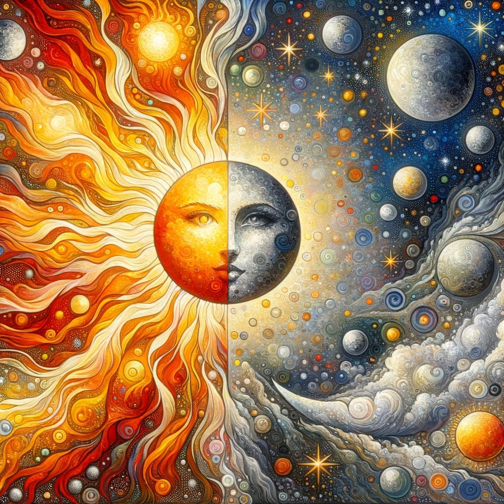 Sun, Moon, and Stars AI Generated Artwork NightCafe Creator