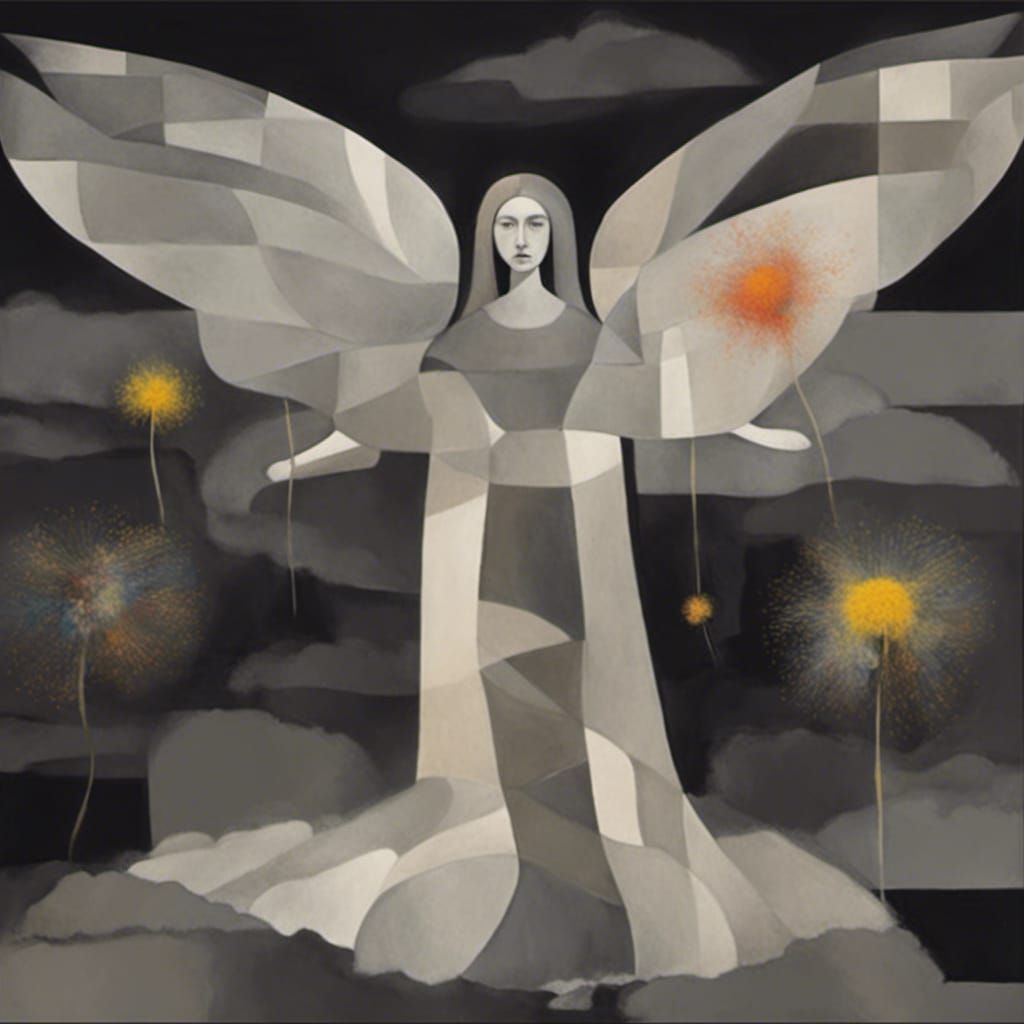 Winged Angels in a Million Dandelion dreamscape, making wish...