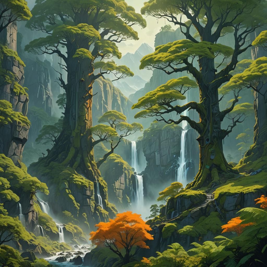 Lush Fantasy Landscape with Mystical Energy