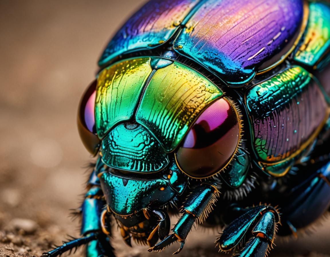 Close-Up of an Iridescent Scarab Beetle  by @Mister