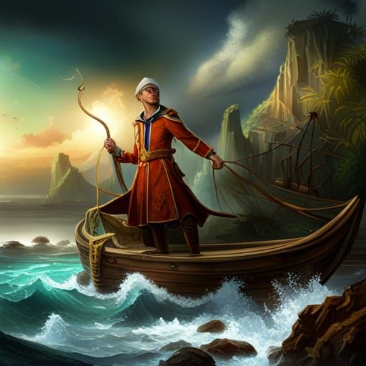 A sailor in the 1700s arrives on an old Island. He is clad i...