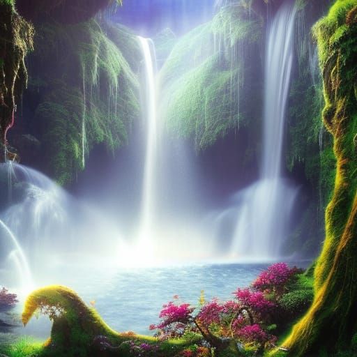 Enchanted Waterfall - AI Generated Artwork - NightCafe Creator