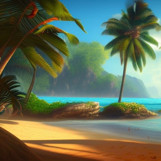 Tropical Beach - Ai Generated Artwork - Nightcafe Creator