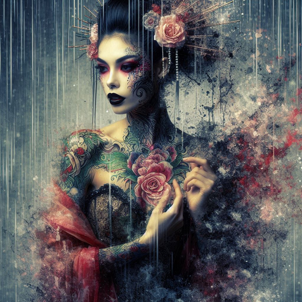 double exposure beautiful fantasy DALL-E 3 portrait landscap...
