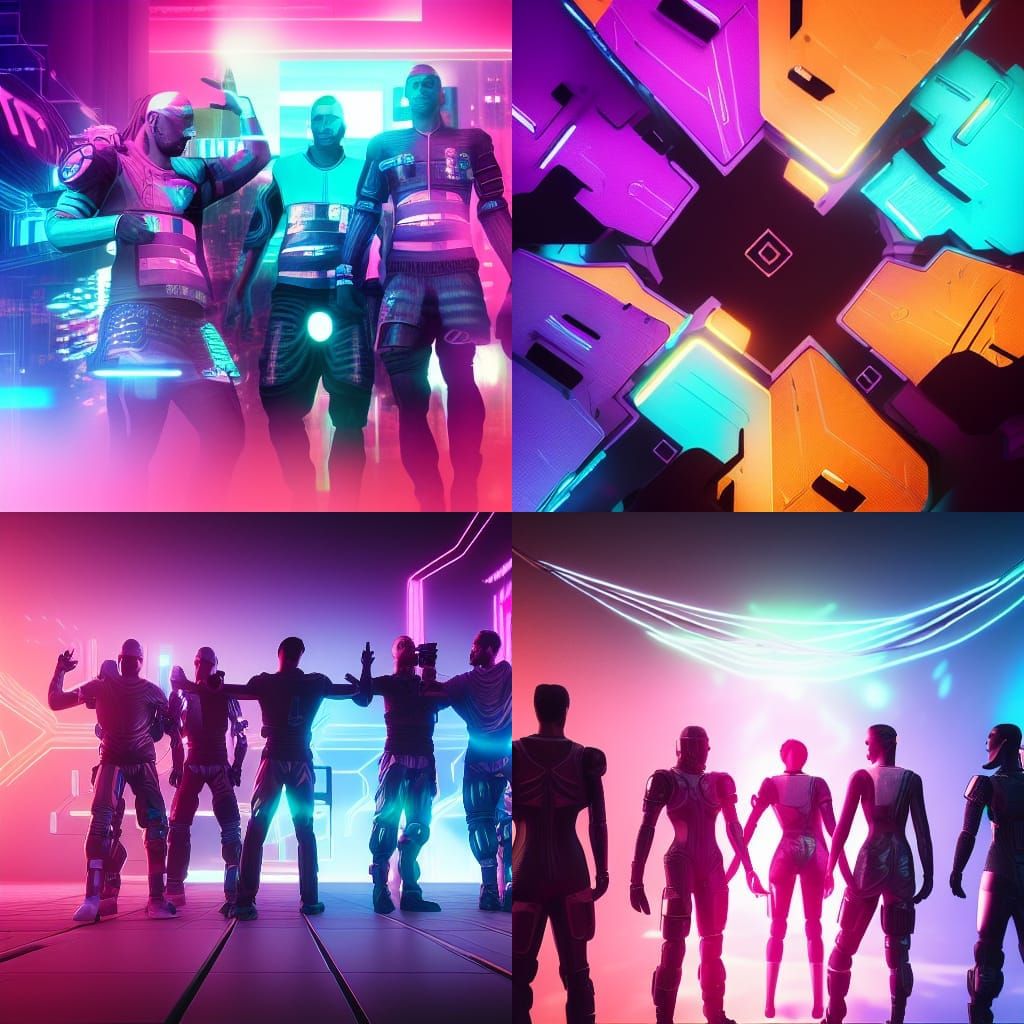 Reunion of man, team, squad, cyberpunk, abstract, full hd re...