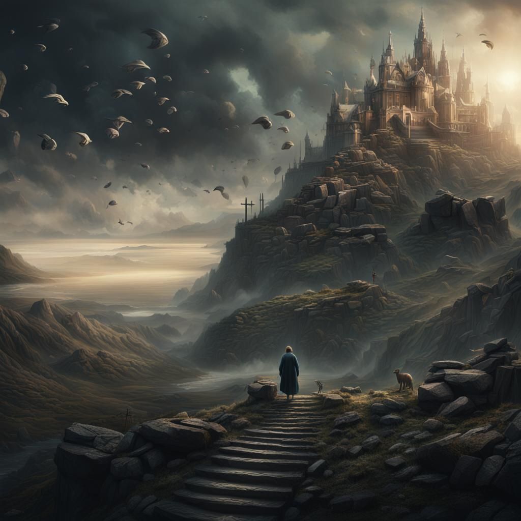 walking to a gloomy castle