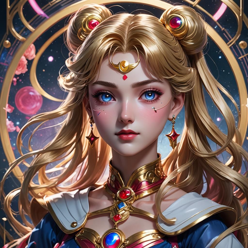 Sailor moon 
head and shoulders portrait, 8k resolution conc...