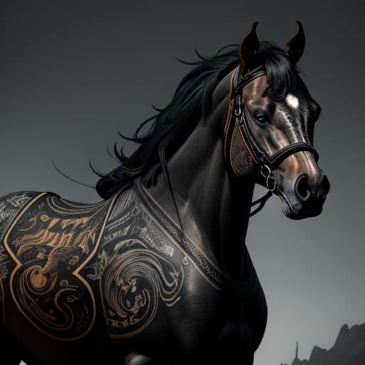 Woman With Detailed Horse Tattoo