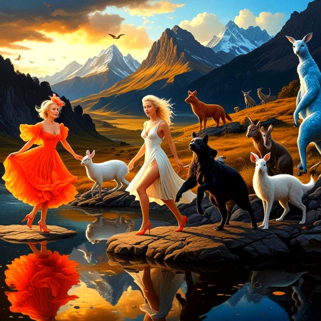 Hyperrealistic Portrait of a Happy, Flamboyantly Dressed Lad...