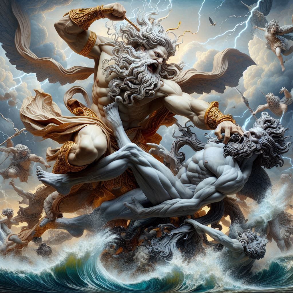 GREEK MYTHOLOGY ZEUS BATTLES WITH TYPHON