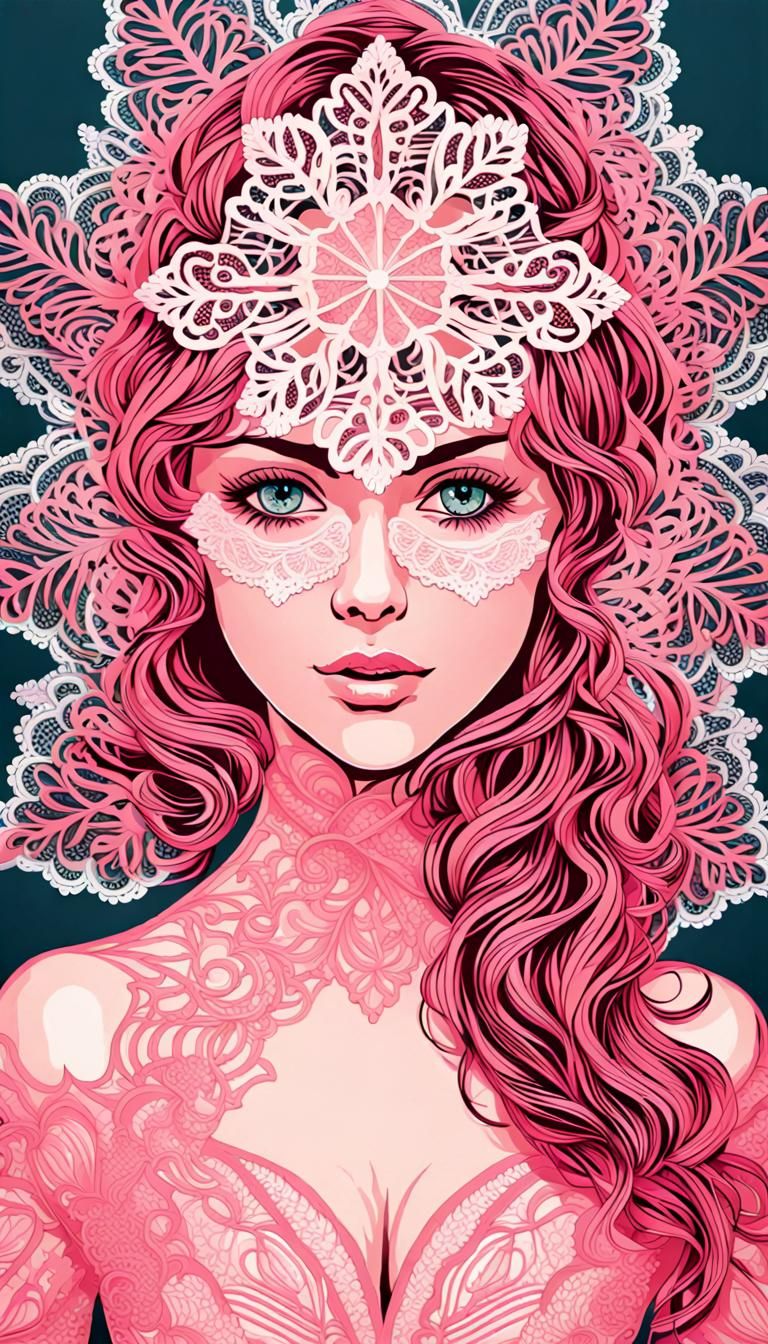 Beautiful pink lace creation - AI Generated Artwork - NightCafe Creator