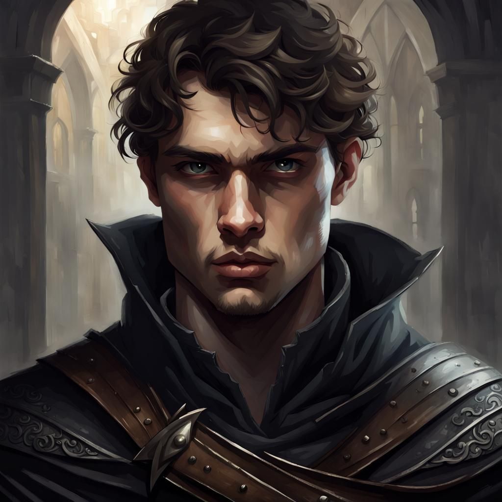 Dark Brooding young man heroic medieval modern - AI Generated Artwork ...