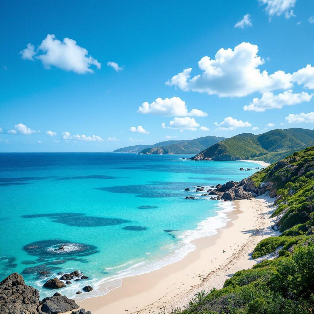 Turquoise Ocean Coastal Landscape in Realistic Style