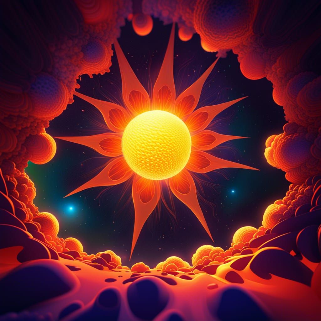 the sun in space, volumetric lighting, Ferdinand Knab, vorti...