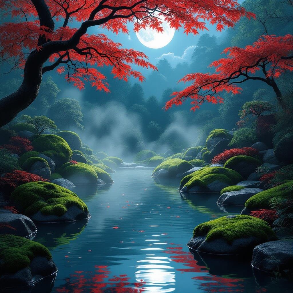 stream in moonlight