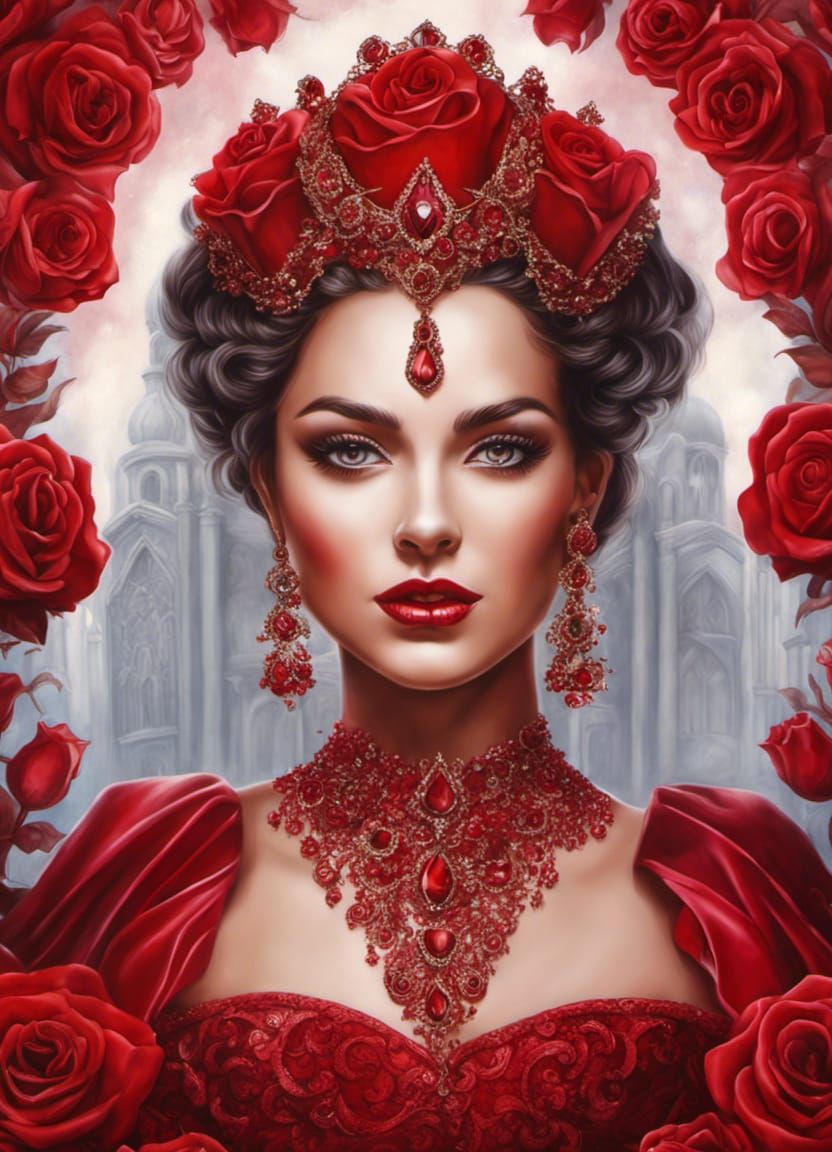 Red Queen, Red Roses Portrait - AI Generated Artwork - NightCafe Creator