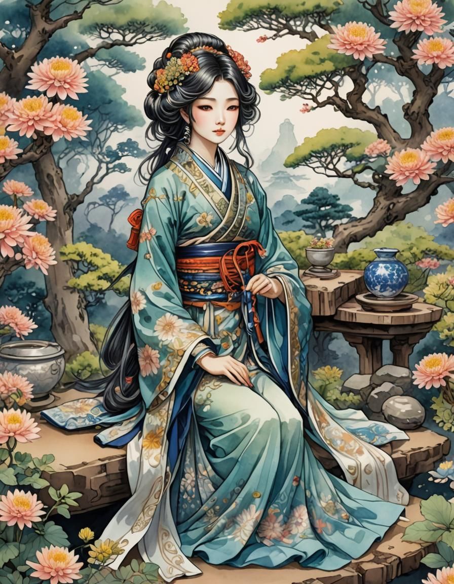 In the bonsai garden