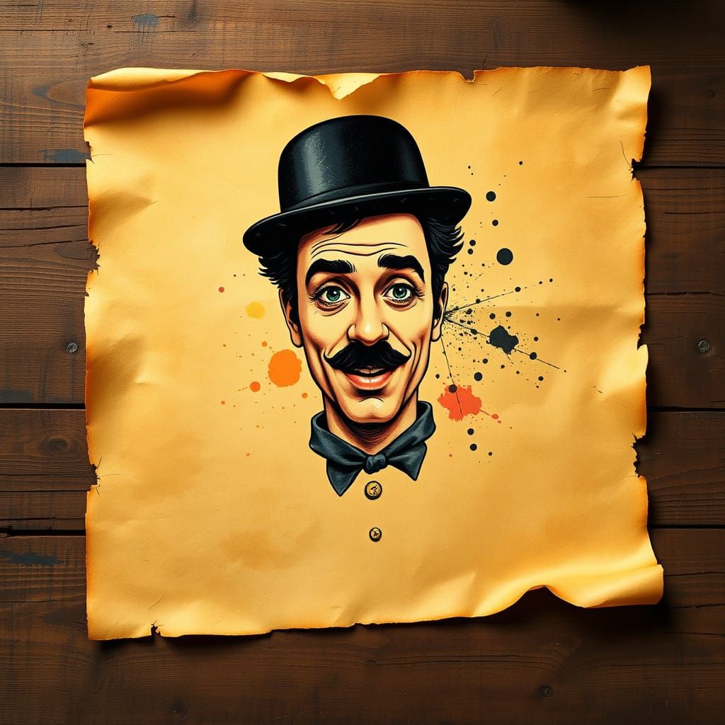 Charlie Chaplin Portrait in Vibrant Cel-Shaded Style