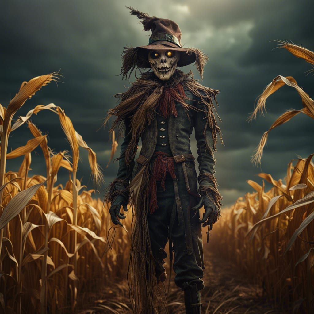 Scarecrow in the corn field - AI Generated Artwork - NightCafe Creator