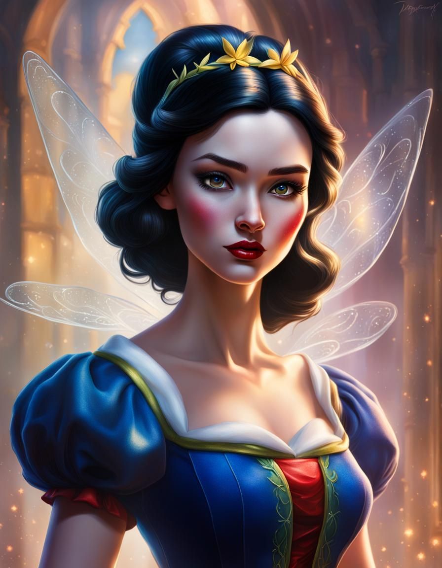 Snow White’s face wearing Tinkerbell’s dress!!! Full body Dark Disney ...