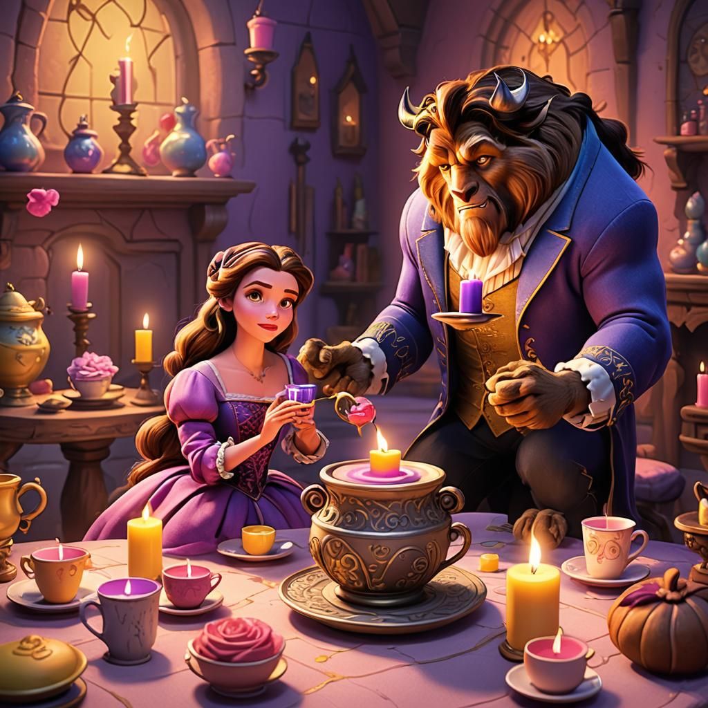 Beauty and the beast characters movie cartoon characters candle cup pot and cushion funny characters 