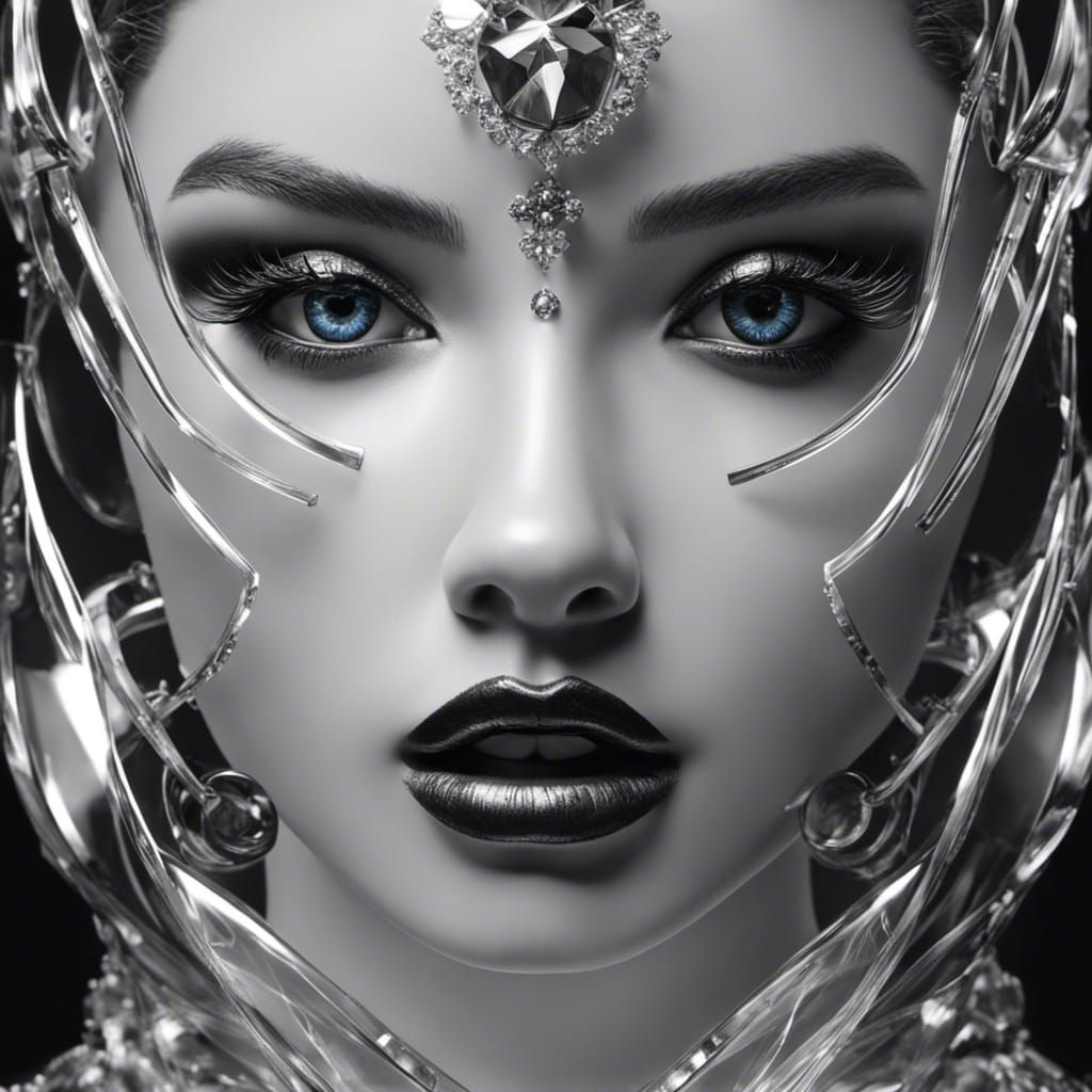 Silver Crystal blue eyed Woman 💕 - AI Generated Artwork - NightCafe Creator