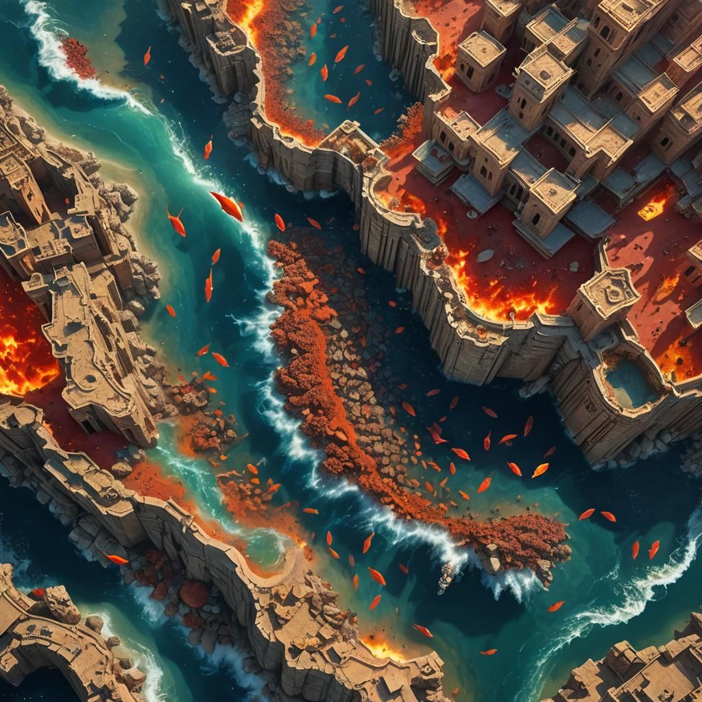 Red Sea Parting in High Fantasy Style