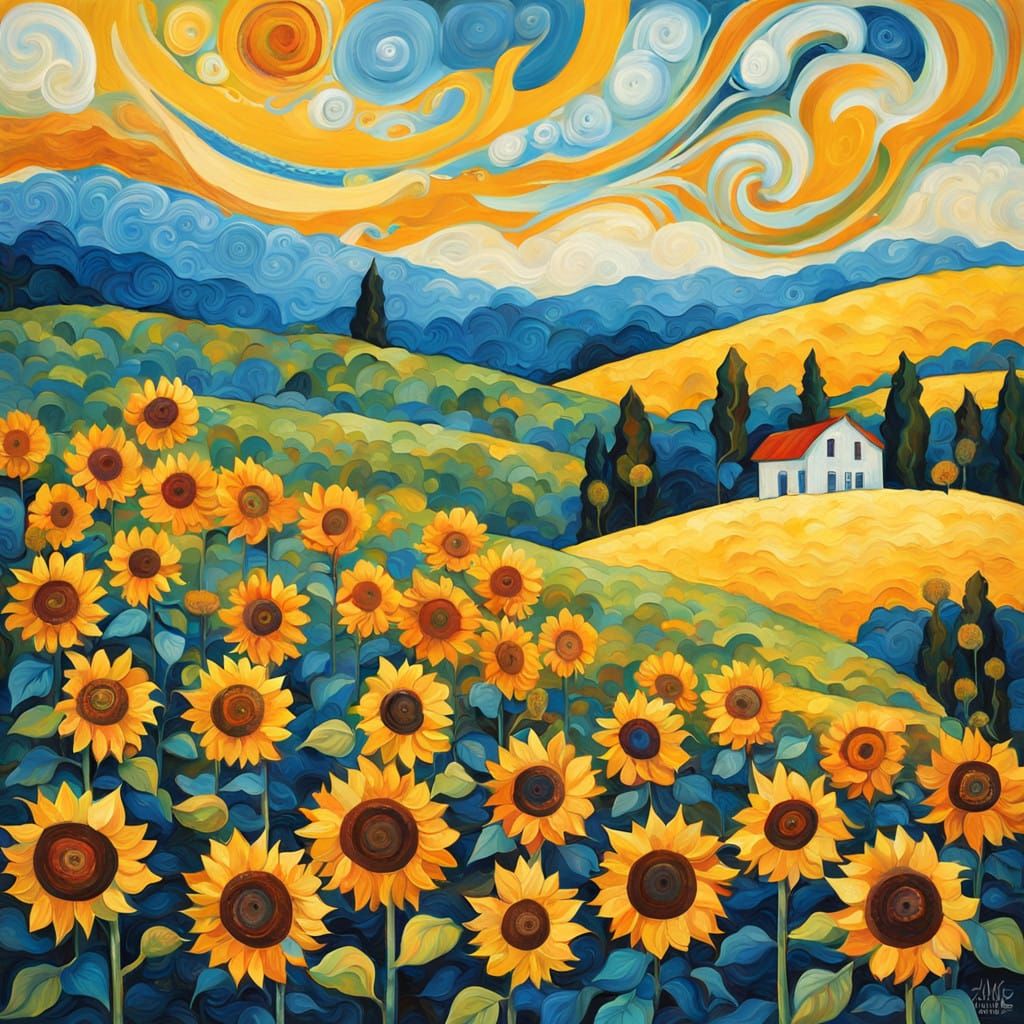 Sunflowers and Rolling Hills  by @tttggg