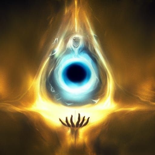 a skeletal hand controlling a blue arcane force