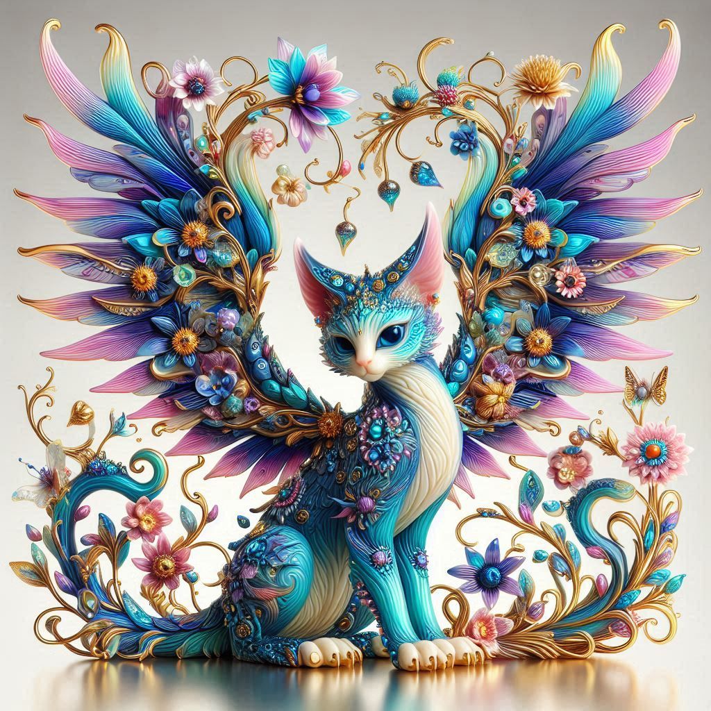 Glass fantasy catlike creature.